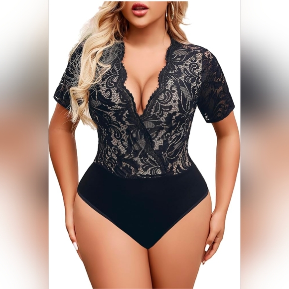 Avidlove Tops - Avidlove V-Neck Short Sleeve Lace Bodysuit Size Small Brand New With Tags.